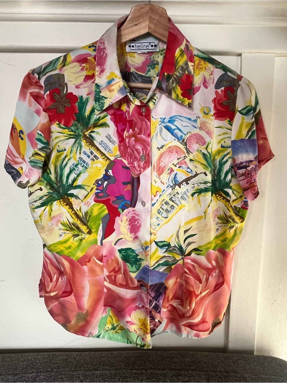 Helline Silk Tropical Floral Short-Sleeve Button-Down Shirt - Multi